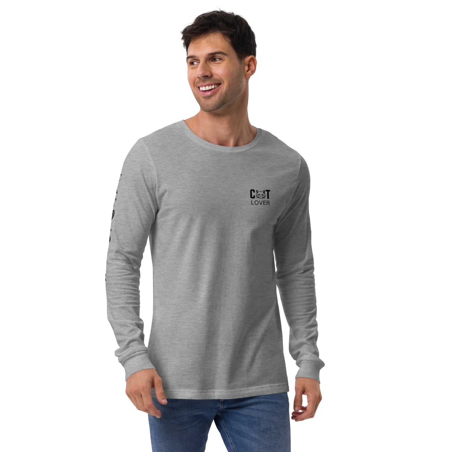 Men's Designer Long Sleeve Tee -Cat Lover