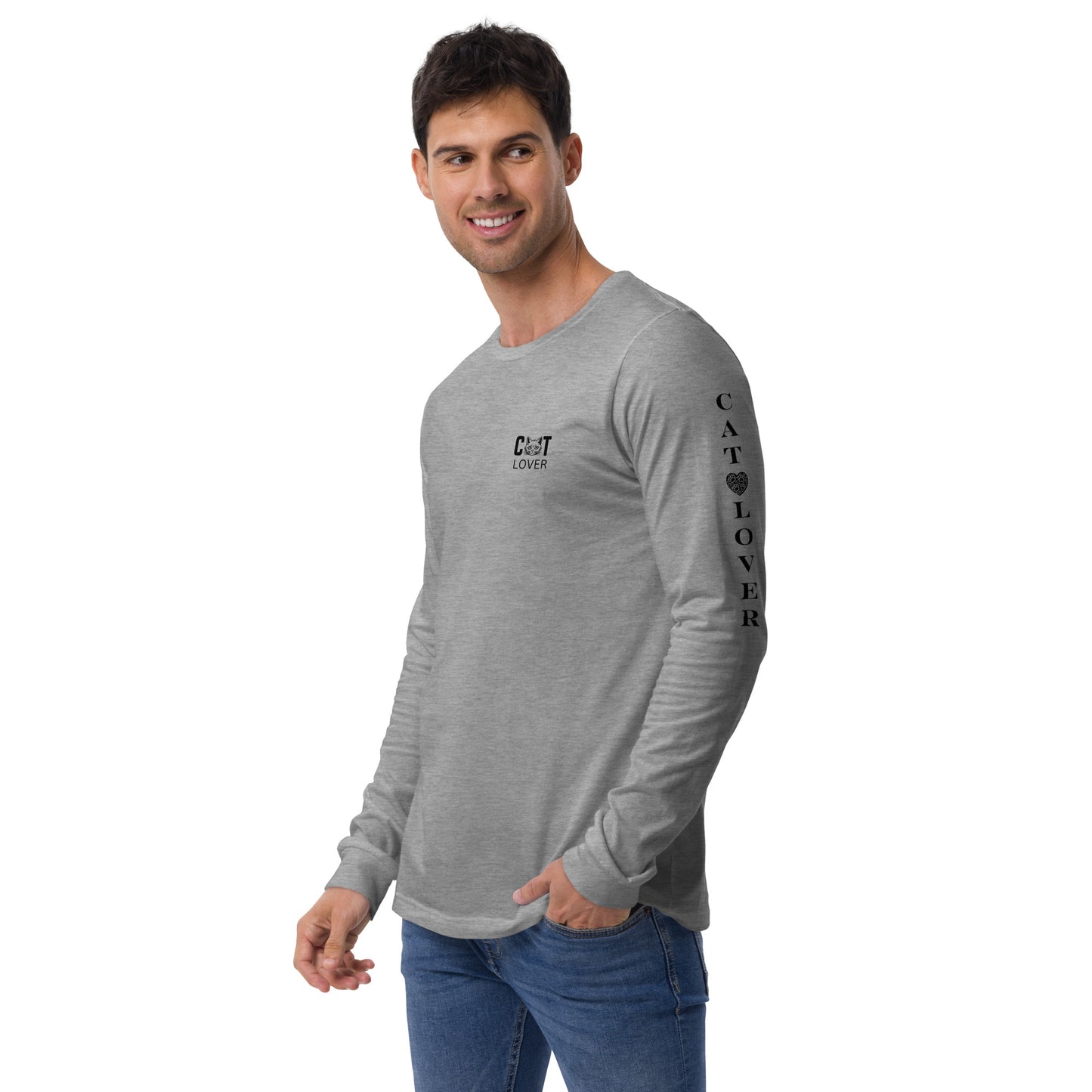 Men's Designer Long Sleeve Tee -Cat Lover