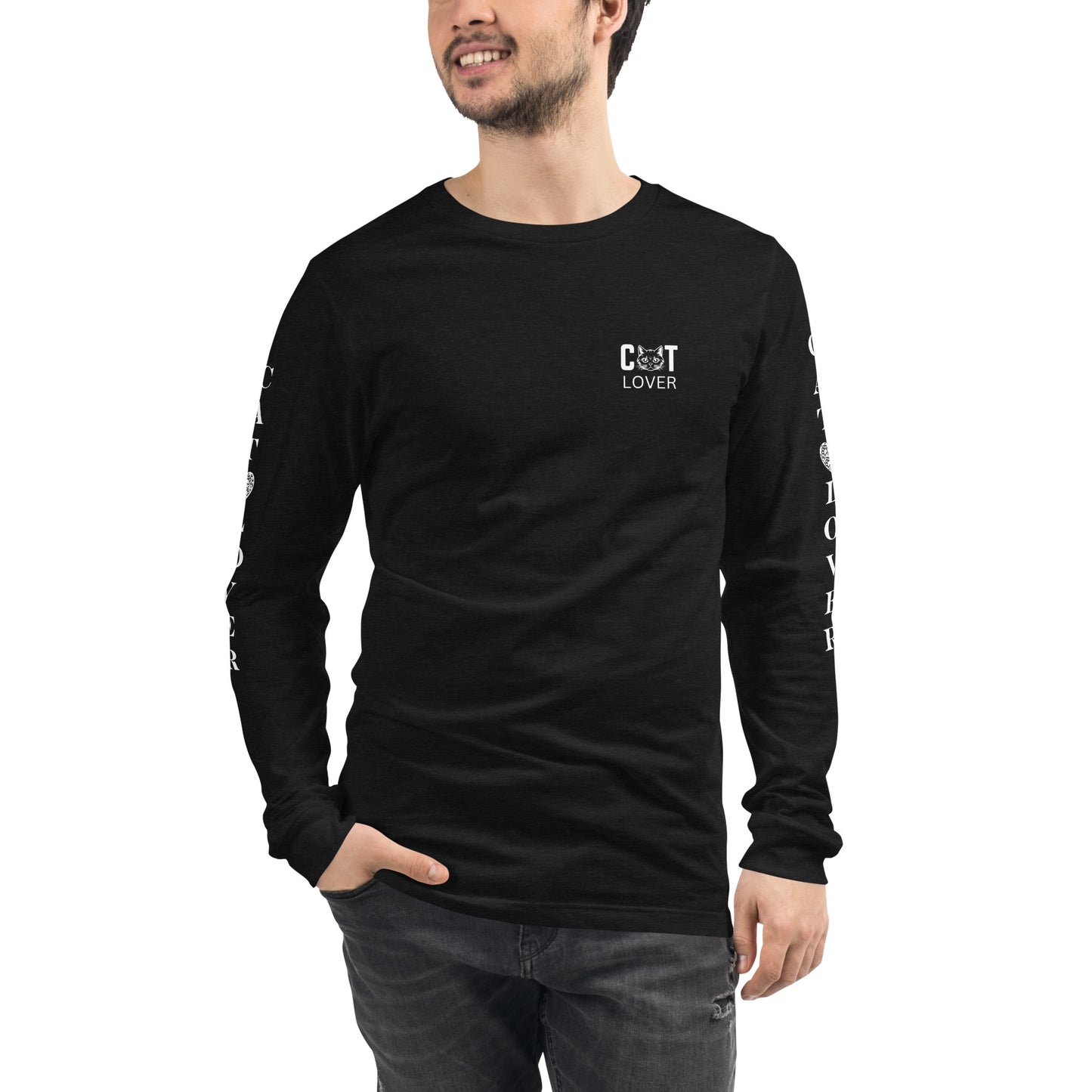 Men's Designer Long Sleeve Tee -Cat Lover