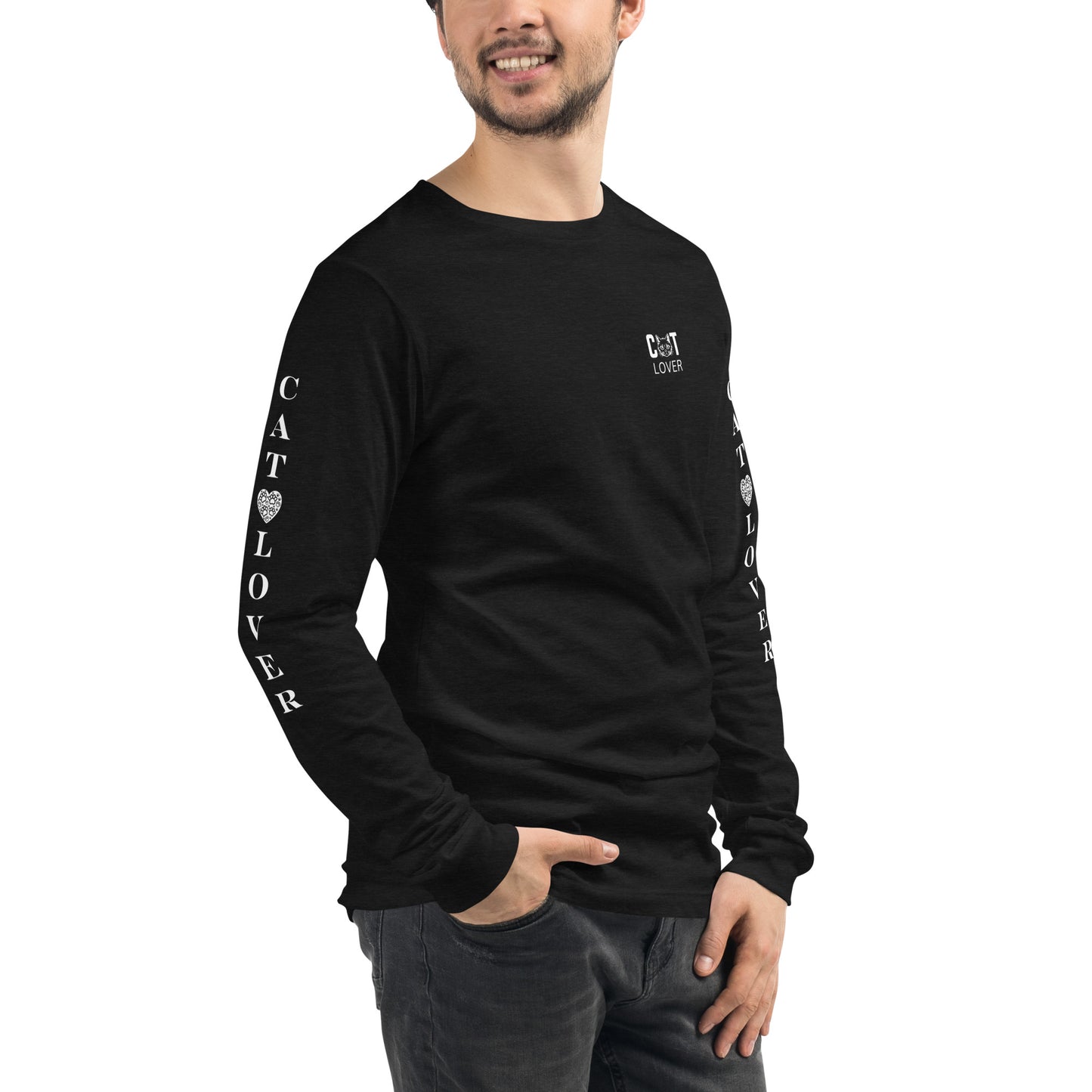 Men's Designer Long Sleeve Tee -Cat Lover