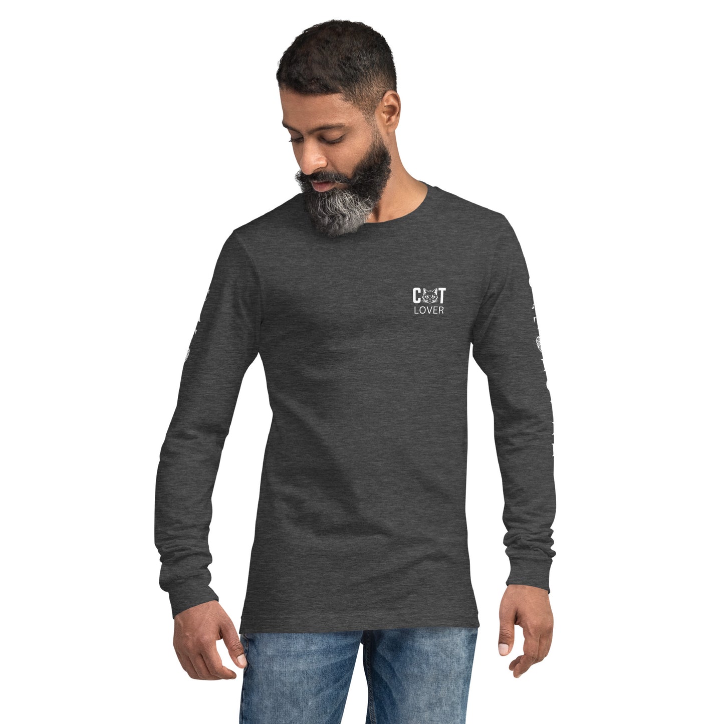 Men's Designer Long Sleeve Tee -Cat Lover