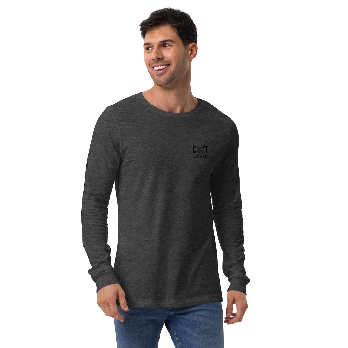 Men's Designer Long Sleeve Tee -Cat Lover