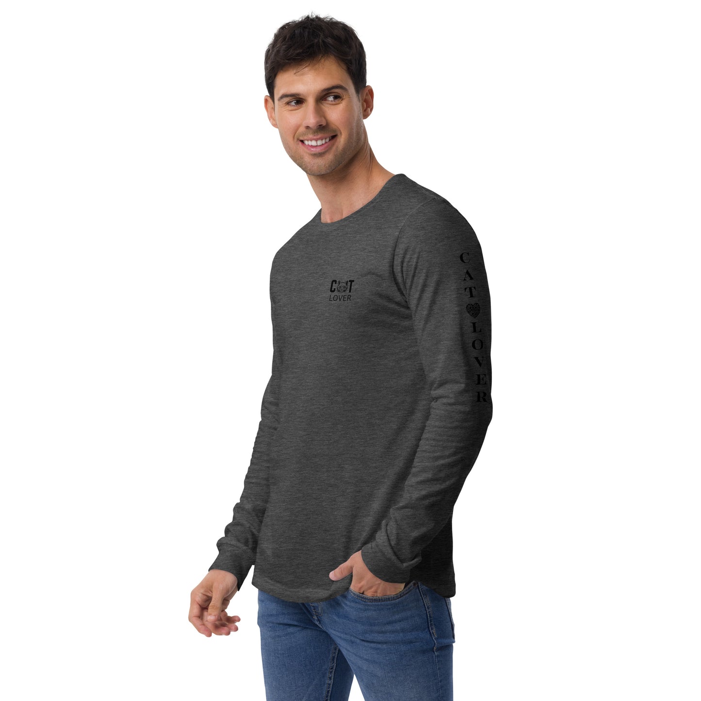 Men's Designer Long Sleeve Tee -Cat Lover