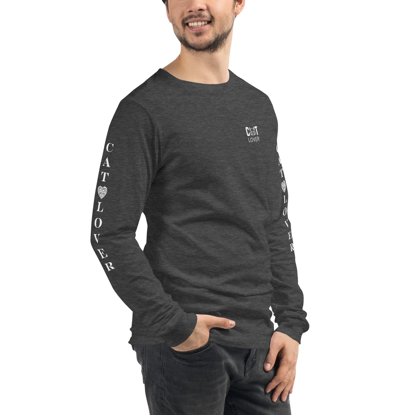 Men's Designer Long Sleeve Tee -Cat Lover