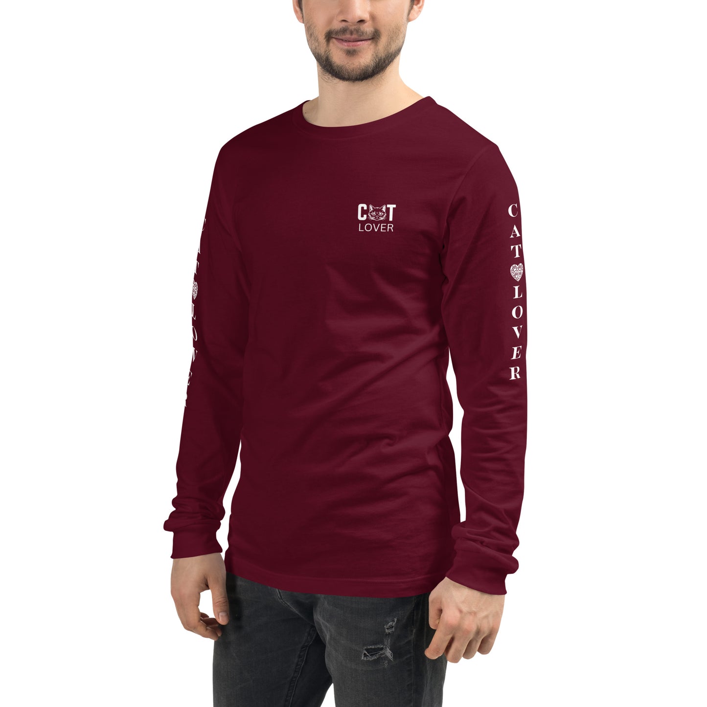 Men's Designer Long Sleeve Tee -Cat Lover