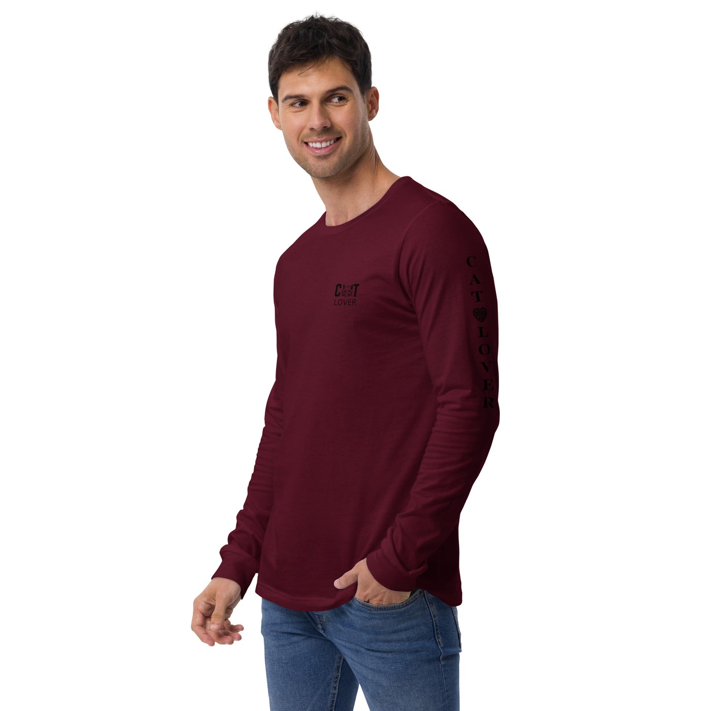 Men's Designer Long Sleeve Tee -Cat Lover