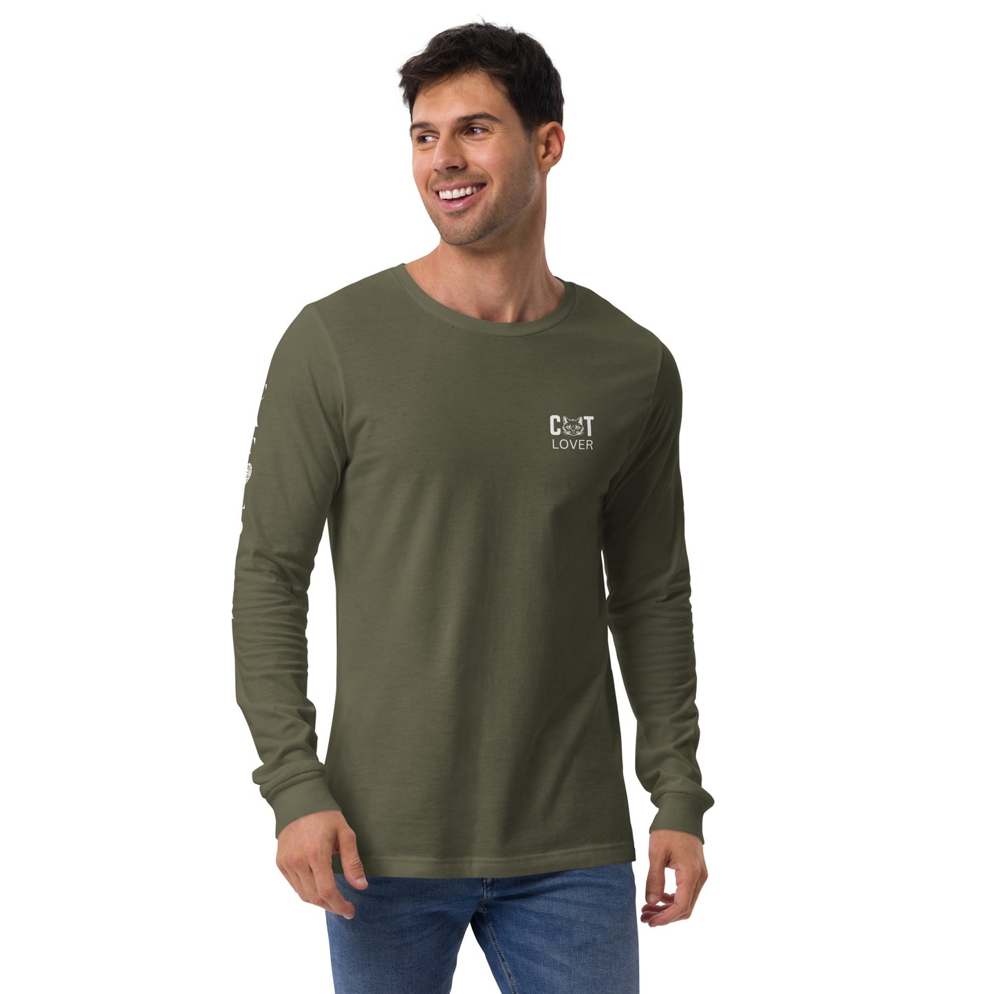 Men's Designer Long Sleeve Tee -Cat Lover