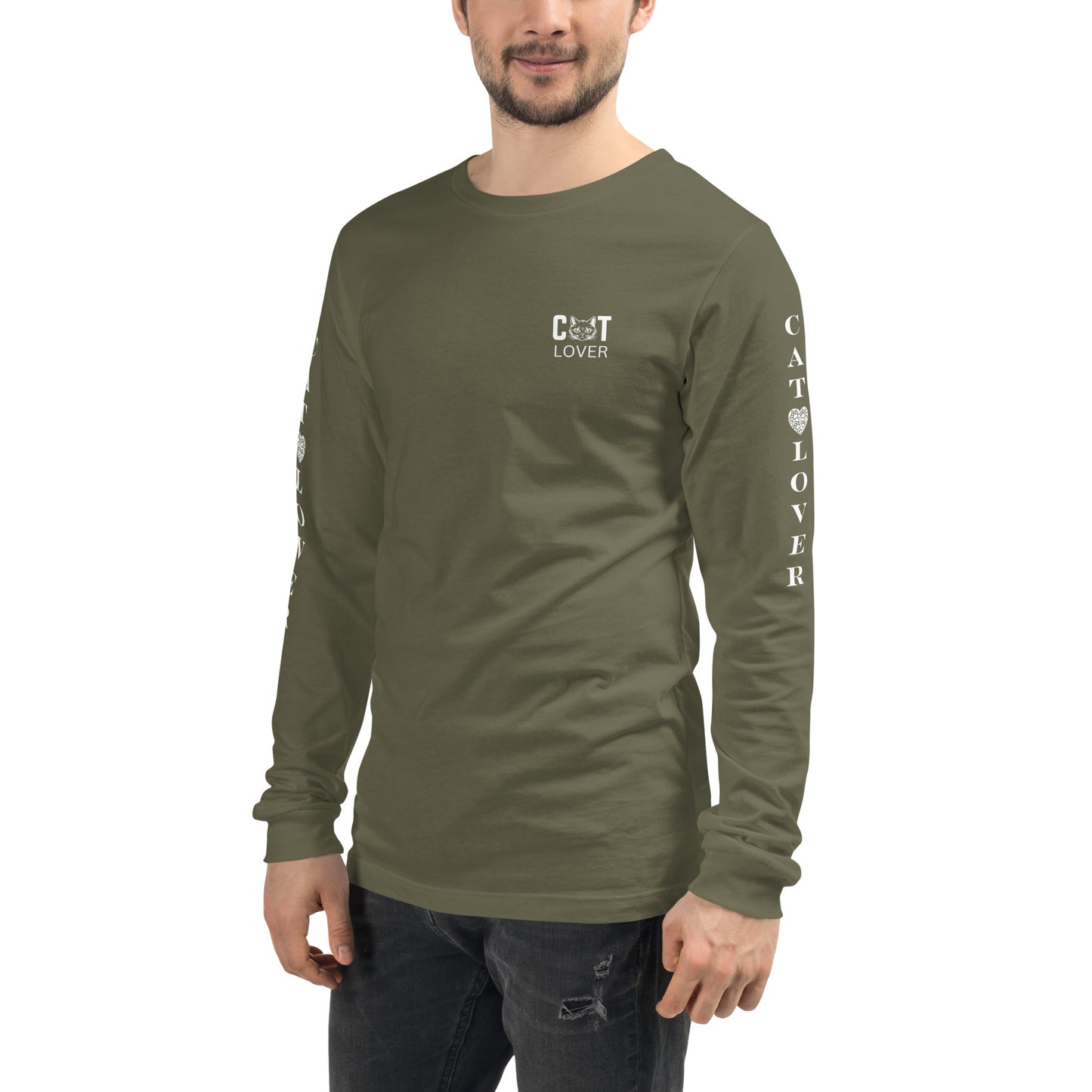 Men's Designer Long Sleeve Tee -Cat Lover