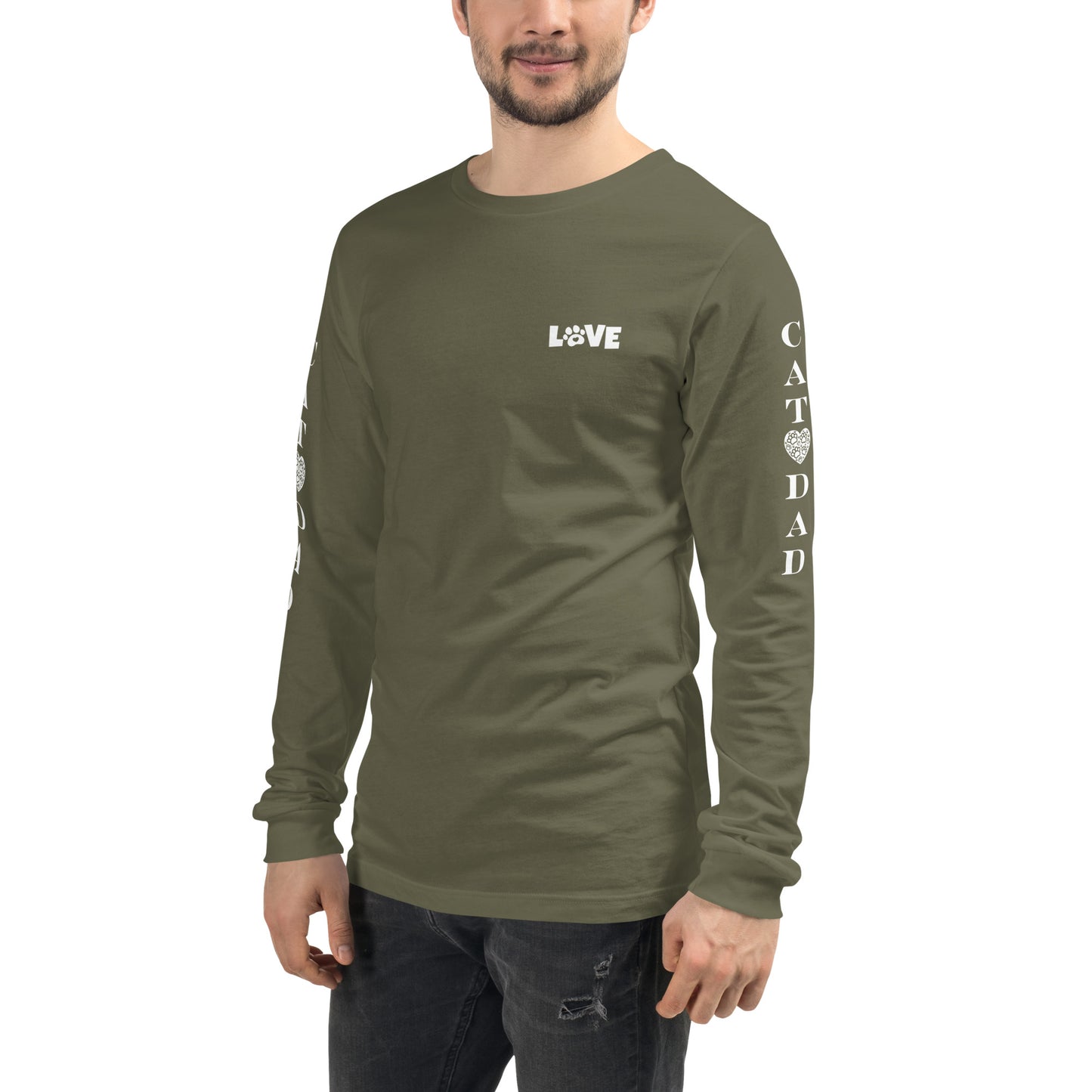 Men's Designer Long Sleeve Tee -Cat Dad