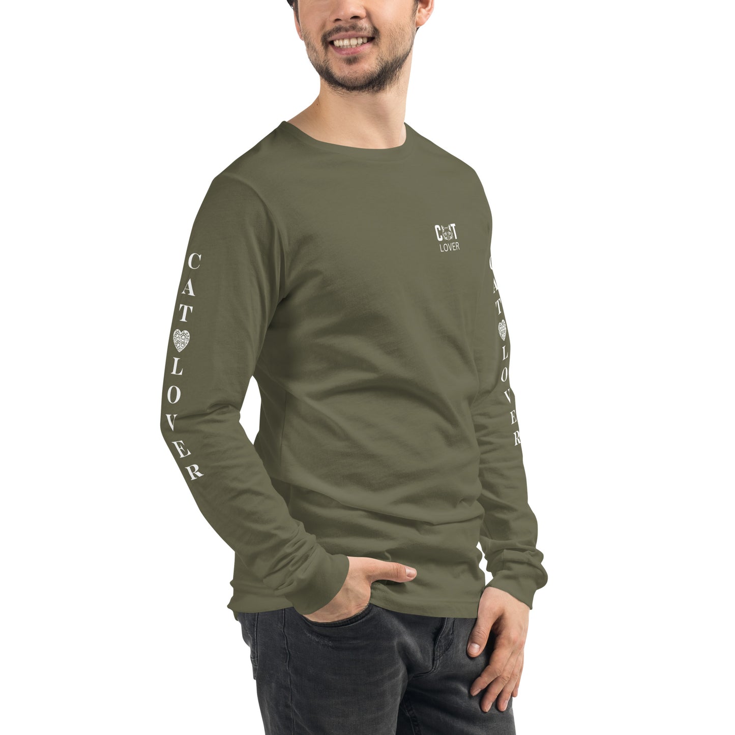 Men's Designer Long Sleeve Tee -Cat Lover