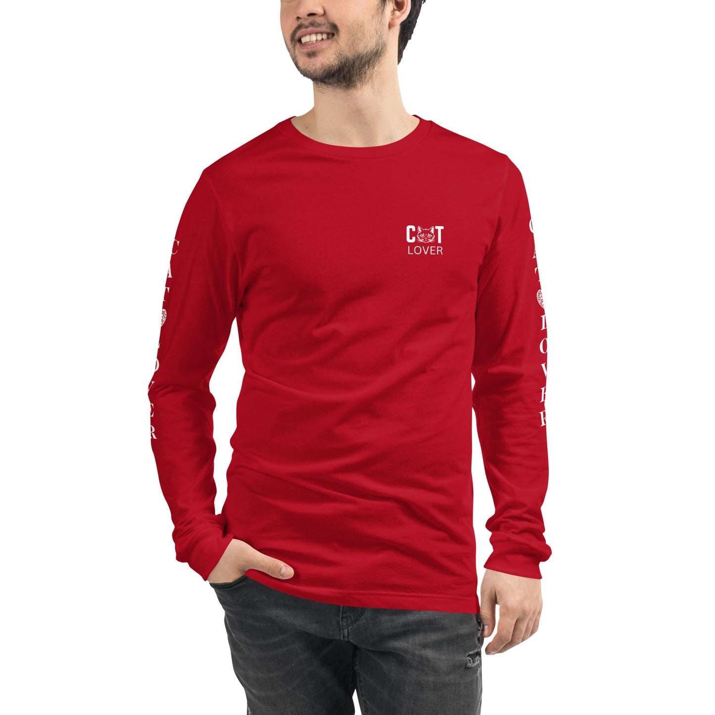 Men's Designer Long Sleeve Tee -Cat Lover