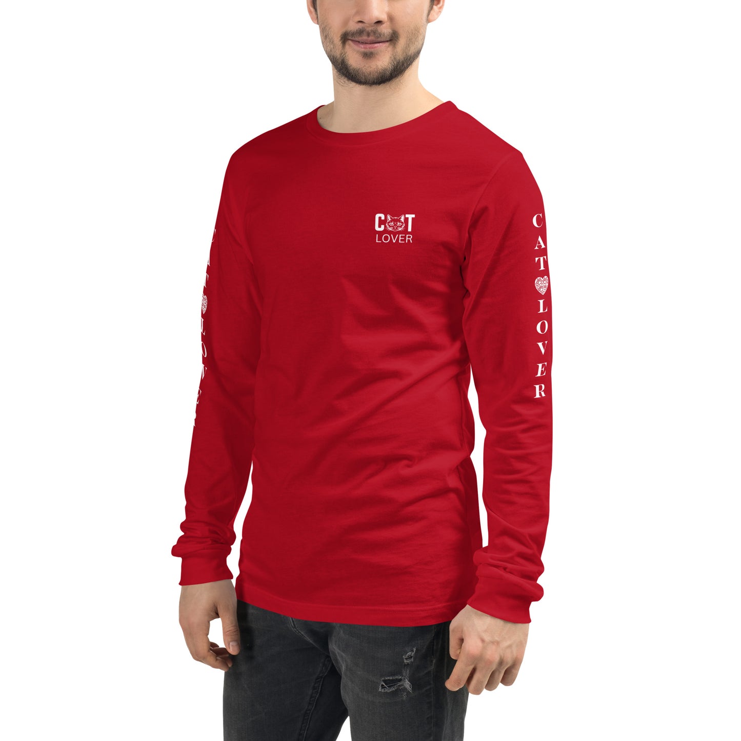 Men's Designer Long Sleeve Tee -Cat Lover