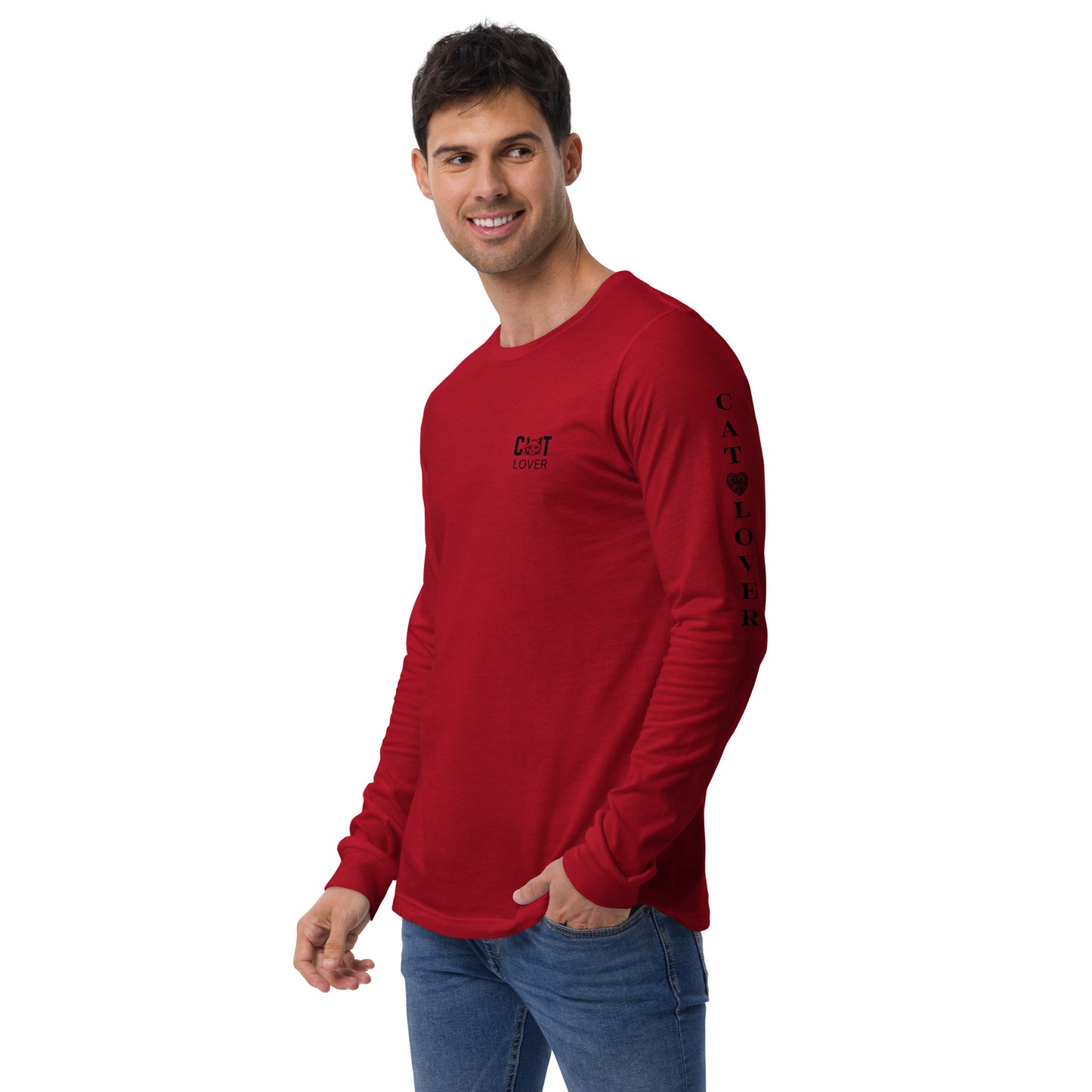 Men's Designer Long Sleeve Tee -Cat Lover