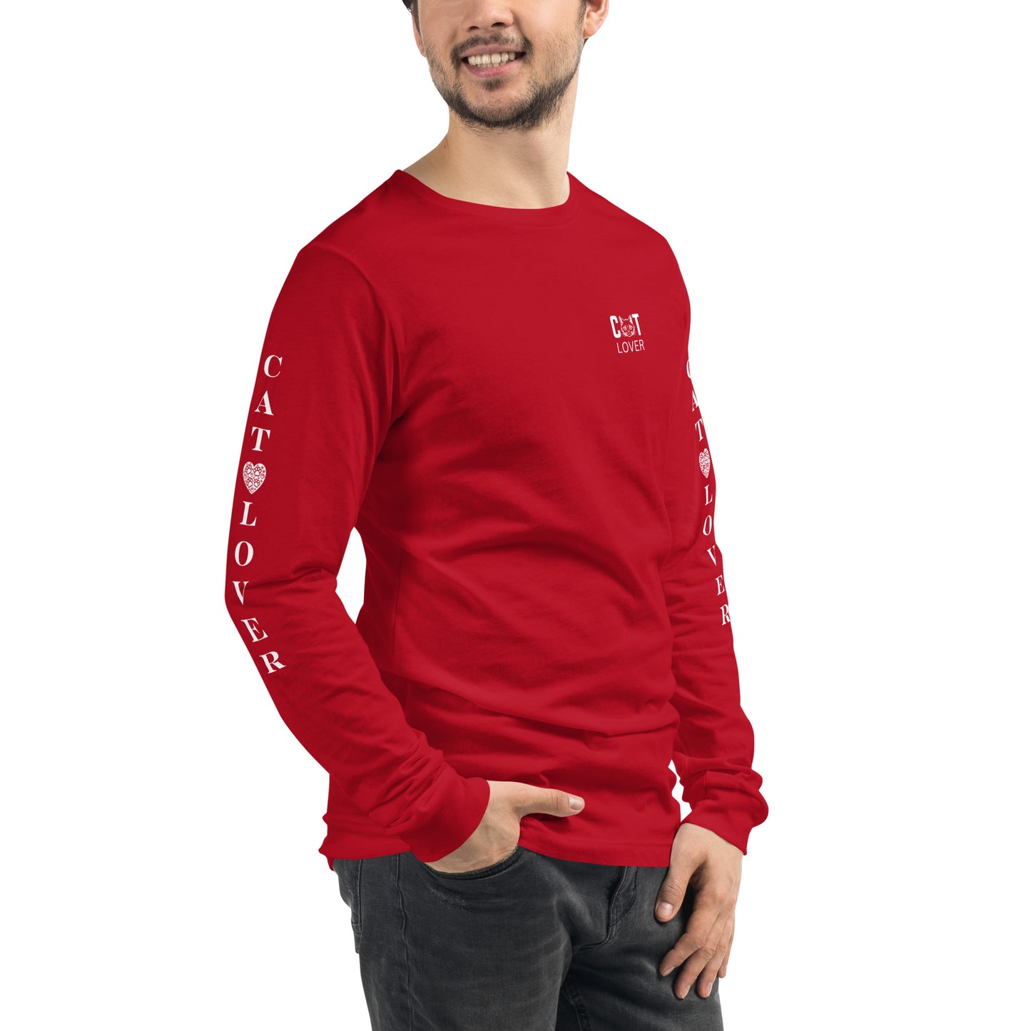 Men's Designer Long Sleeve Tee -Cat Lover