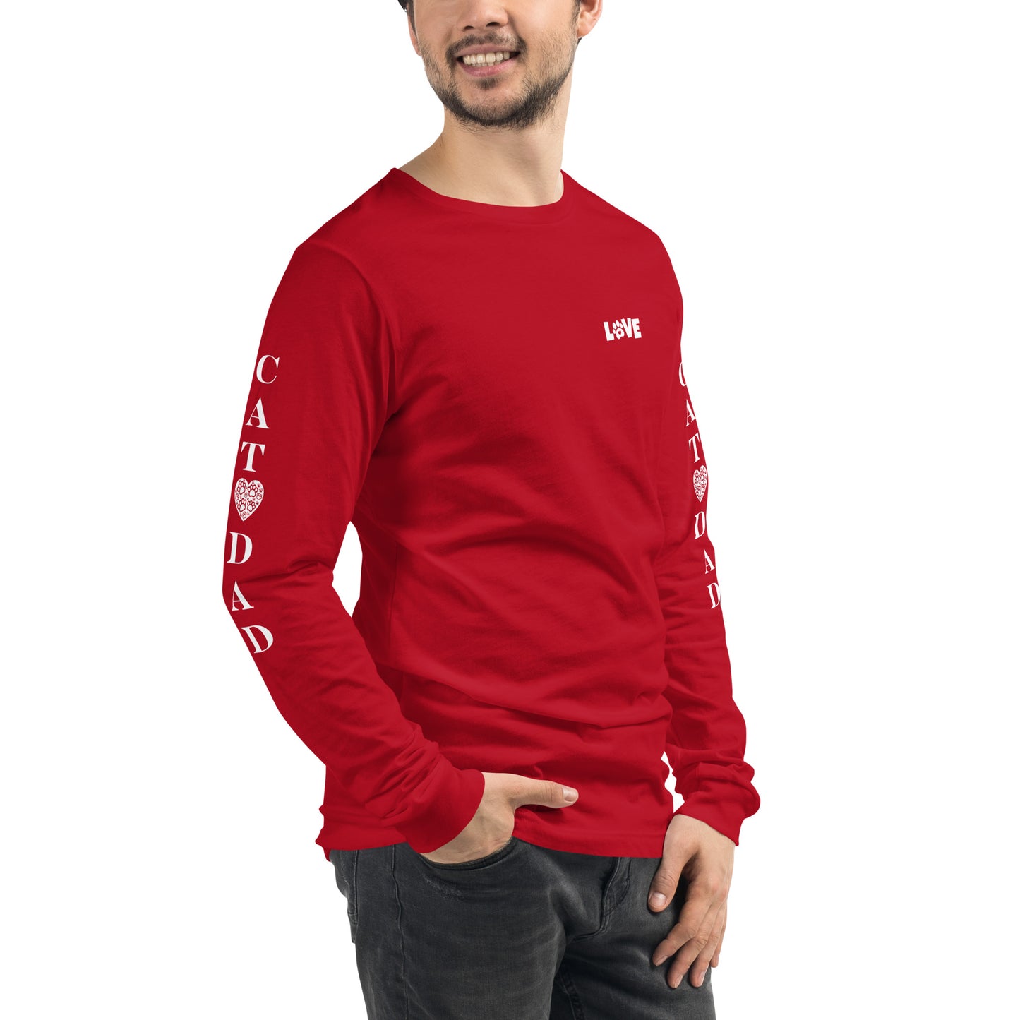 Men's Designer Long Sleeve Tee -Cat Dad