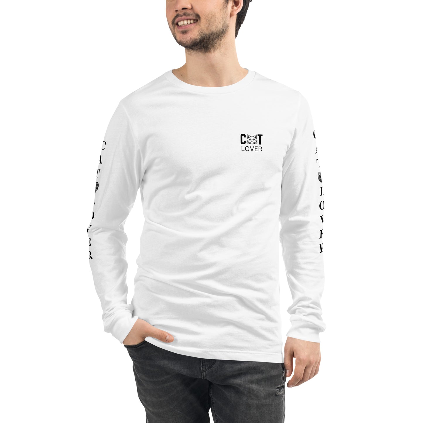 Men's Designer Long Sleeve Tee -Cat Lover