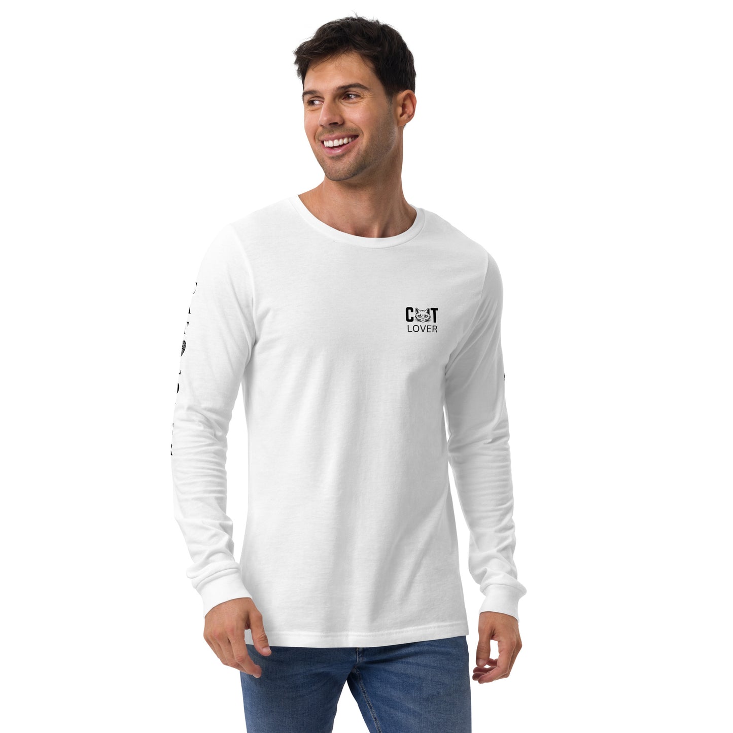 Men's Designer Long Sleeve Tee -Cat Lover