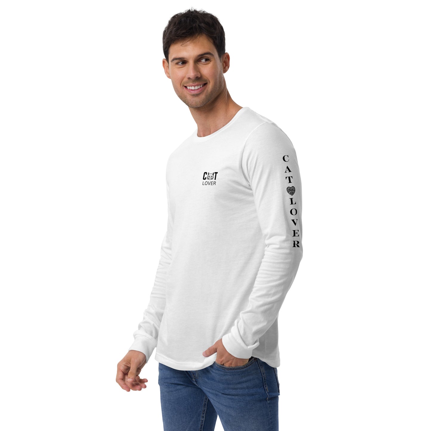 Men's Designer Long Sleeve Tee -Cat Lover